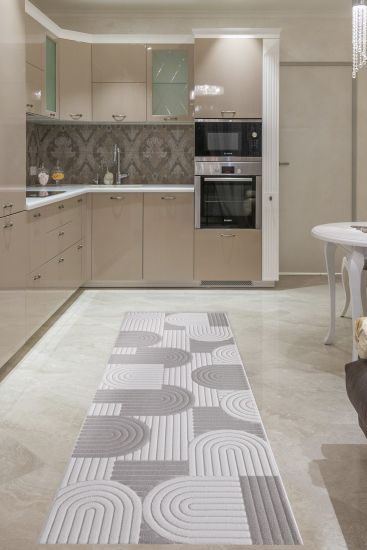 Alvara Cream Grey Scandi Geometric Living Room Rug