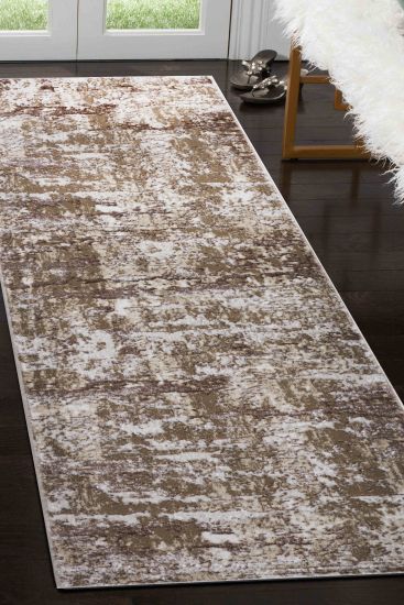 Ruskava Beige Brown Modern Abstract Area Rug