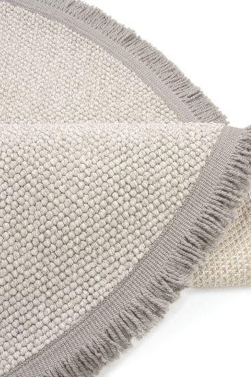 Mikasa85 Beige Grey Plain Bordered Living Room Rug