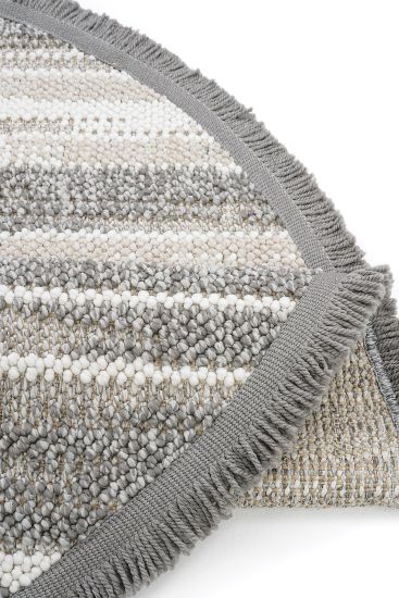 Mikasa85 Grey Beige Patterned Bordered Bedroom Rug