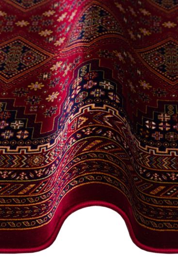 Mihra85 Red Gold Modern Patterned Bedroom Rug