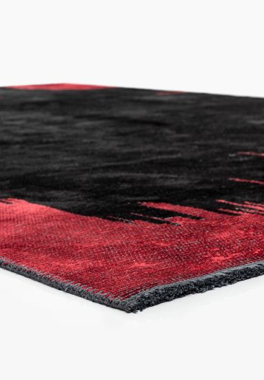 Hearthfire Black & Red Abstract Bedroom Rug
