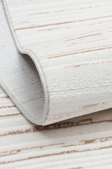 Nocturn85 Beige Cream Patterned Living Room Rug