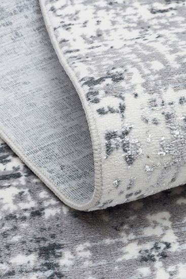 Nocturn85 White Grey Patterned Living Room Rug