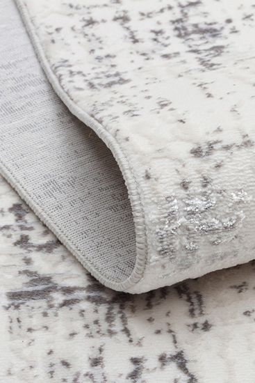 Nocturn85 White Grey Modern Patterned Living Room Rug