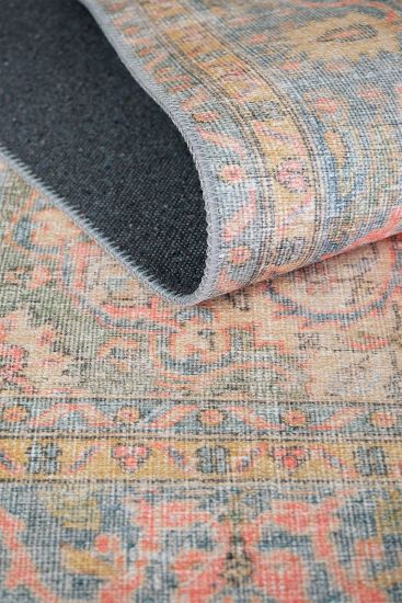 Private85 Red Blue Patterned Bordered Living Room Rug