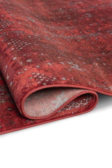 Emirgan85 Red Black Modern Patterned Bedroom Rug