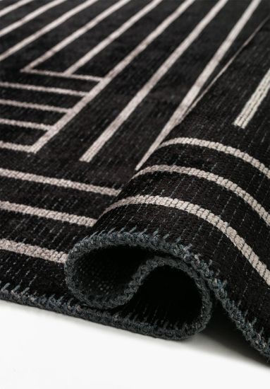 Cotswold Black & Grey Geometric Living Room Rug