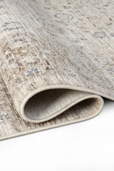 Seremoni85 Grey Patterned Bordered Indoor Rug