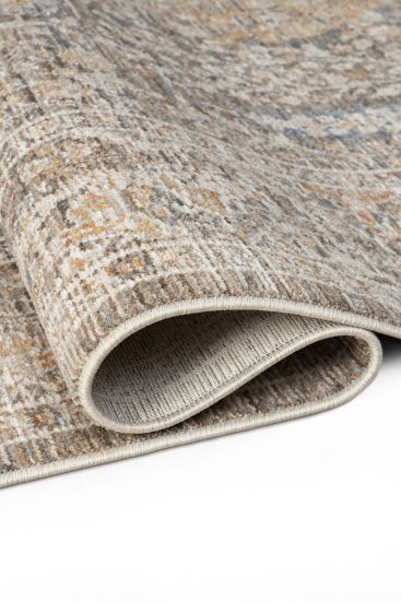 Seremoni85 Beige Patterned Bordered Living Room Rug