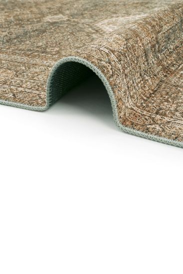 Private85 Brown Copper Patterned Bordered Area Rug