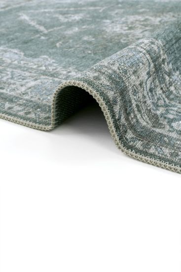 Private85 Blue White Patterned Bordered Indoor Rug