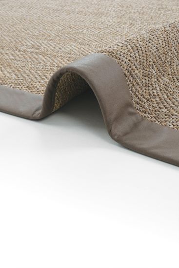 Beige Brown Plain Bordered Sisal85 Indoor Rug