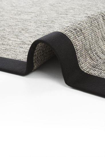 Sisal85 Grey Black Plain Bordered Living Room Rug