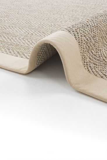 Sisal85 Cream Beige Plain Bordered Indoor Rug