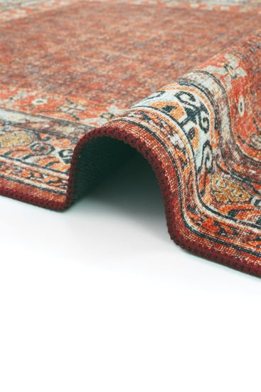 Private85 Orange White Modern Patterned Bedroom Rug