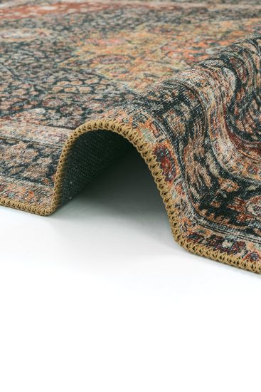 Private85 Patterned Bordered Multicolour Bedroom Rug