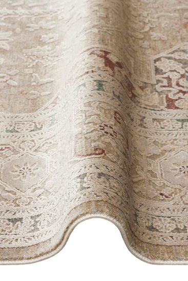 Hisar85 Beige Cream Persian & Oriental Distressed Living Room Rug