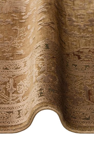 Hisar85 Brown Beige Persian & Oriental Distressed Bedroom Rug