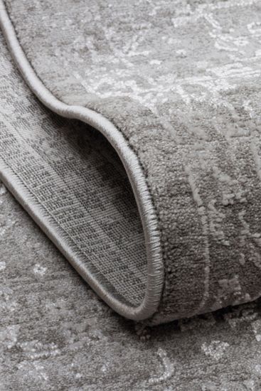 Peace85 Grey Cream Floral Distressed Bedroom Rug