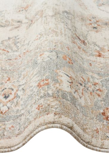 Bergama85 Cream Grey Floral Bordered Living Room Rug