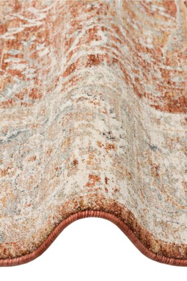 Bergama85 Floral Bordered Cream Brown Area Rug