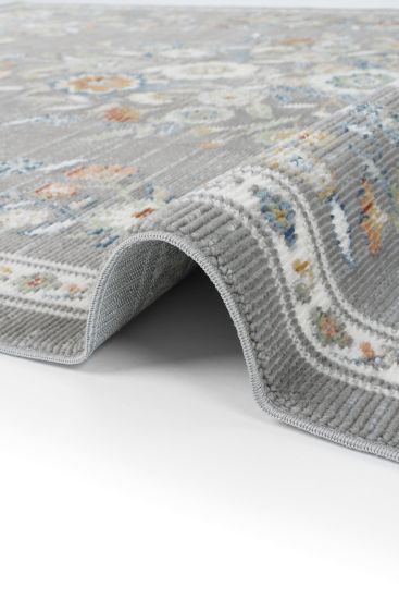 Floor85 Grey White Modern Floral Indoor Rug