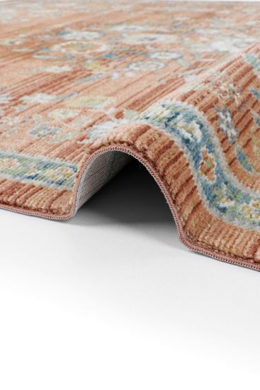 Floor85 Brown White Floral Bordered Indoor Rug