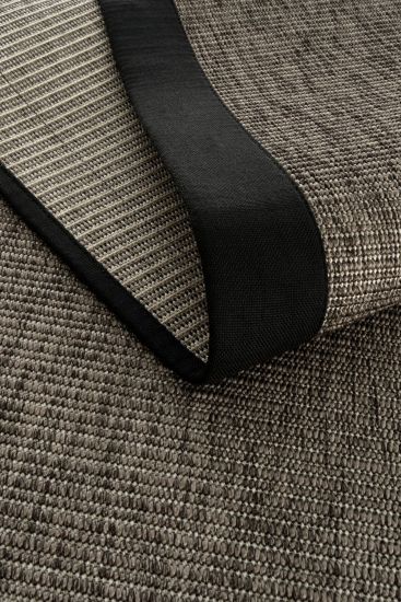 Sisal85 Charcoal Grey Black Patterned Bordered Outdoor Area Rug