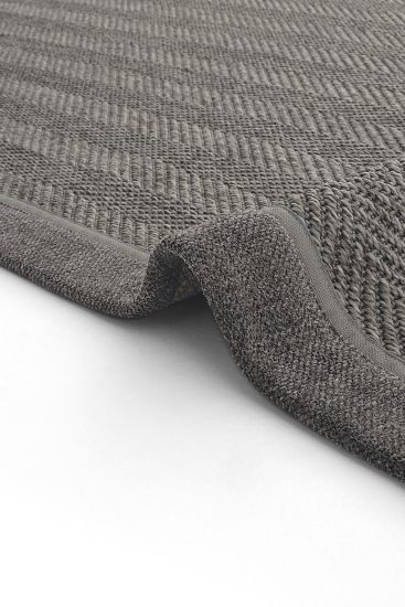 Sisal85 Patterned Bordered Charcoal Grey Outdoor Area Rug