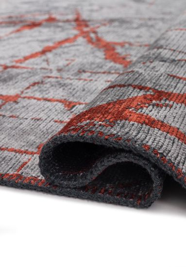 Shamrock Grey & Red Abstract Dining Room Rug
