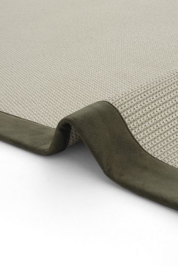 Sisal85 Cream Green Plain Bordered Living Room Rug