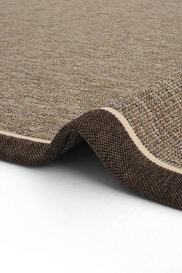 Sisal85 Brown Beige Plain Bordered Living Room Rug