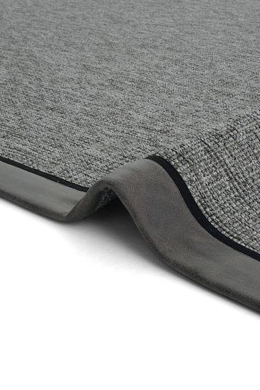 Sisal85 Charcoal Grey Plain Bordered Living Room Rug