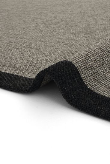 Sisal85 Plain Bordered Grey Black Living Room Rug
