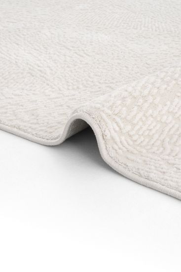 Safir85 Cream Modern Patterned Bedroom Rug