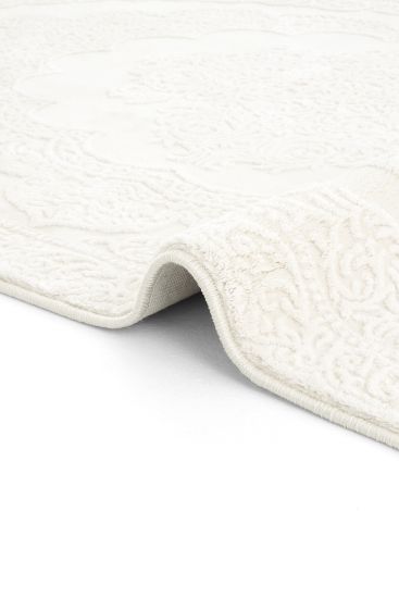 Safir85 White Modern Patterned Bedroom Rug