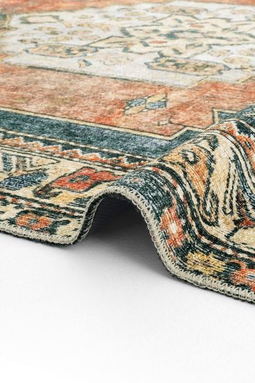 Private85 Multicolour Oriental Bordered Bedroom Rug