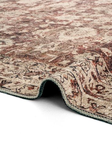 Private85 Beige Red Oriental Bordered Living Room Rug