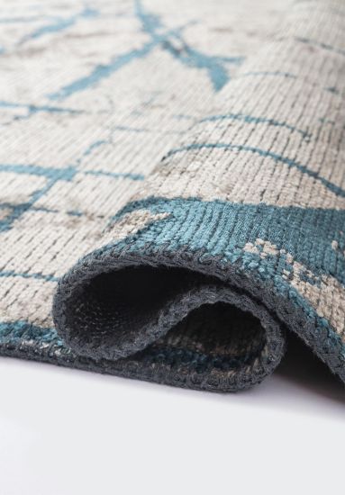 Shamrock Grey & Blue Abstract Dining Room Rug
