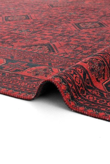 Private85 Red black Modern Oriental Bedroom Rug