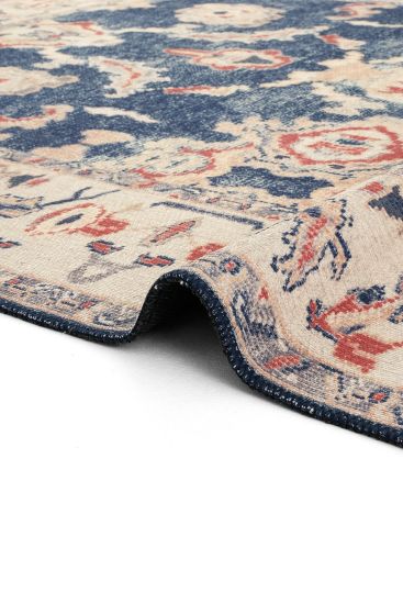 Private85 Cream Blue Oriental Bordered Indoor Rug
