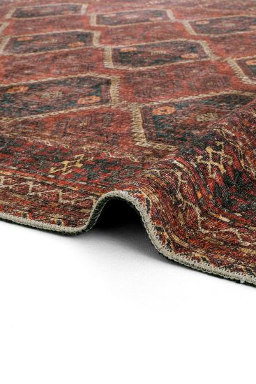 Private85 Modern Oriental Red black Bedroom Rug