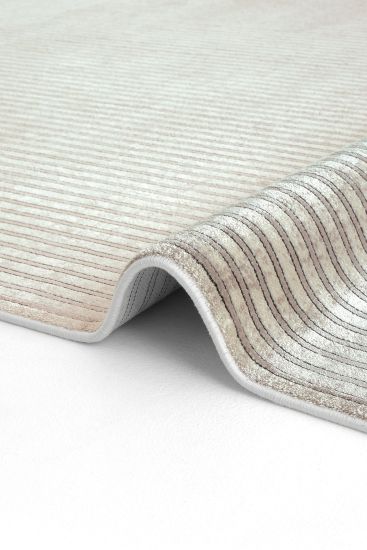 Design85 Beige Cream Geometric Bedroom Rug