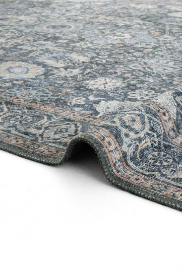 Private85 Grey Blue Oriental Bordered Area Rug