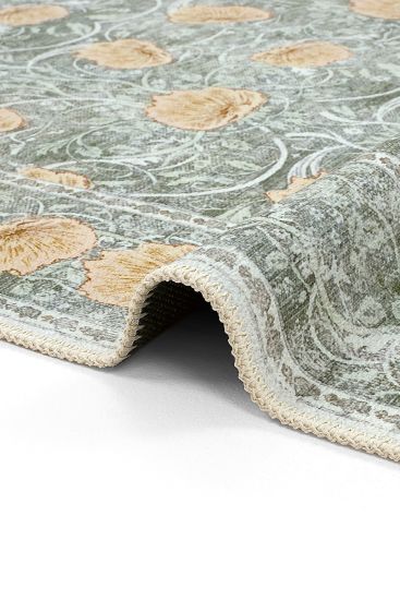 Daisy85 Green Beige Oriental Bordered Area Rug