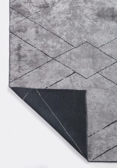 Zenith Grey & Black Geometric Dining Room Rug