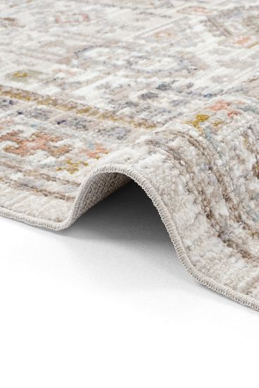Zaraf85 Cream Beige Oriental Bordered Living Room Rug