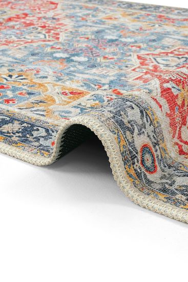 Beylerbeyi85 Multicolour Patterned Bordered Bedroom Rug