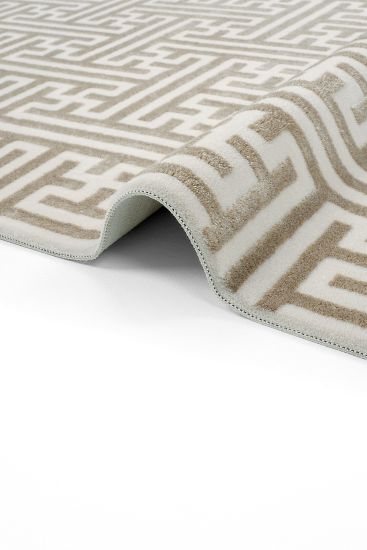 Lena85 Copper Geometric Living Room Rug
